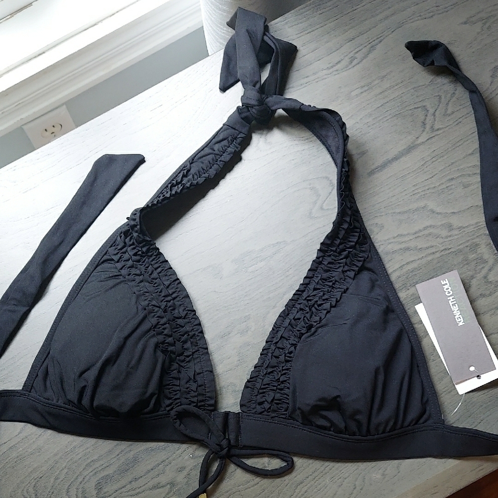 Kenneth Cole Black Halter Bikini Top Size M